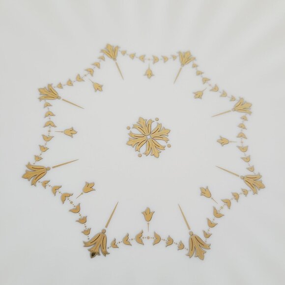 Vintage Gorham Grand Manor Gold Cake Plate Porcelain Serving Scalloped Edges - Picture 4 of 10